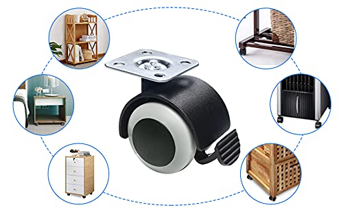 1.5 Inch Rubber Caster Wheels(Top Plate), Furniture Wheels Replacement with 360 Degree Rotation for Moving Drawer Cabinet Table Cart, 132-lbs Load Capacity for Furniture Casters Set of 4