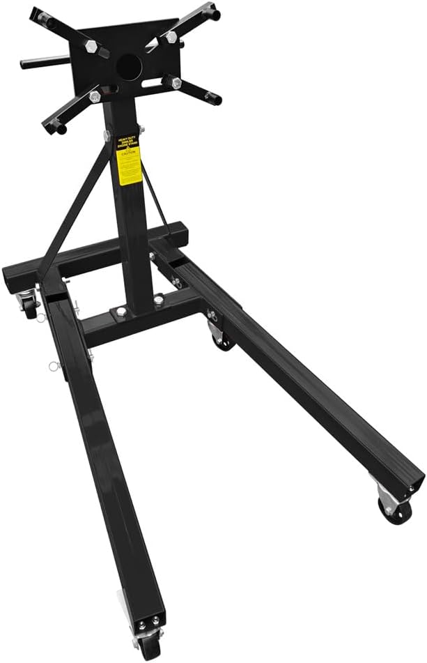 Engine Stand 2000LBS Capacity Engine Hoist Motor Stand 360 Degree Rotating with 6 Casters, 4 Adjustable Arms, Jack Stands with Foldable Frame for Auto Repair, Vehicle Maintenance Black