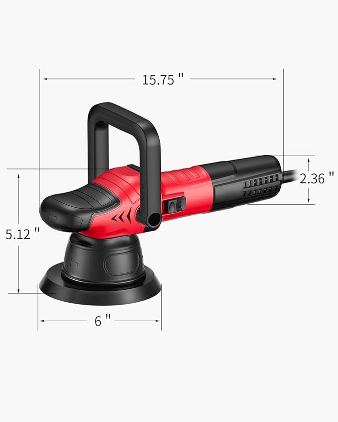 AVID POWER Dual Action Car Buffer Polisher, 6 Inch Orbital Polisher for Car Detailing with 6 Variable Speeds, Detachable Handle & 3 Polishing Pads