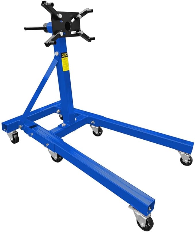 Engine Stand 2000LBS Capacity Engine Hoist Motor Stand 360 Degree Rotating with 6 Casters, 4 Adjustable Arms, Jack Stands with Foldable Frame for Auto Repair, Vehicle Maintenance Blue
