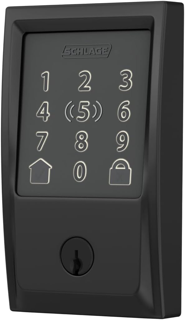Schlage Encode Plus Smart Wi-Fi Lock for Front Door, Keyless Entry Deadbolt, Unlock with Apple Watch, Built-in WiFi and App Control, Easy Install, Alexa & Apple HomeKit Compatible, Matte Black