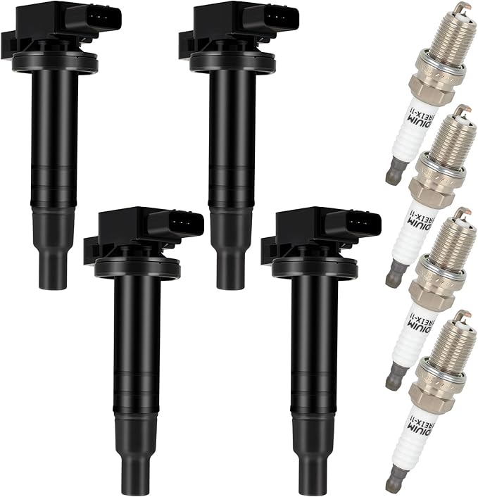 ECCPP UF316 4 ignition coils with 4 iridium Spark Plugs for Scion for Toyota Echo Prius Camry Yaris 2001 2002 2003 2004 2005 2006 2007 2008 2009 xA xB 2004 2005 2006 1.3 1.5 L4 C1304 UF316T UF316