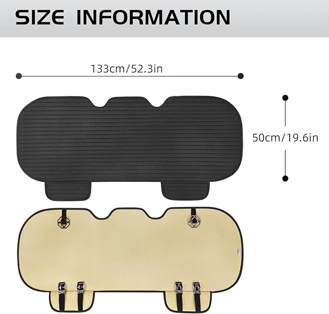 SanQing Linen Back Seat Cover, Rear Seat Cover for Car Truck SUV,Anti-Slip Rear Bench Seat Protector with Storage Pockets,Breathable Universal Seat Cushion Pad for Most Vehicles (1PC Rear/Black)