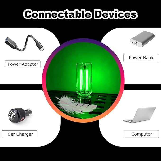 Touch-Control Dimmable Car USB Light, Vintage Glass Interior Ambient Light, Portable Car Interior Lights, Ideal for Holiday Decorations, Bedrooms, and Camping Scenarios