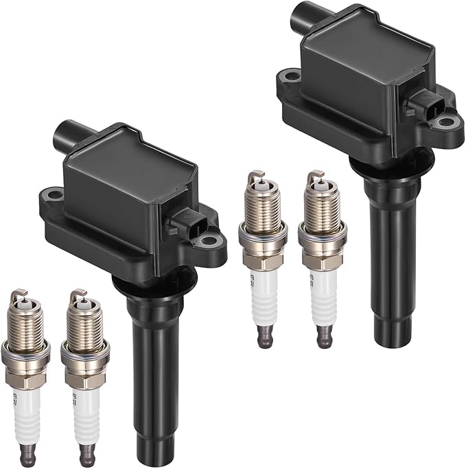 2-Pack UF283 Ignition Coils & 4-Pack 7092 Spark Plugs Kit Compatible with kia Sportage 1995-2002, L4 2.0L - Replaces E501C 5C1186 E733 52-1574 IC211 88921371 0K013-18-100 & more