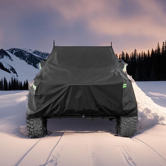 Waterproof Cover for Jeep Wrangler JK JL CJ YJ TJ 2 Door 1987-2023 Outdoor Sun Rain Wind Snow Protection Dustproof Covers with Driver Door Zipper Black