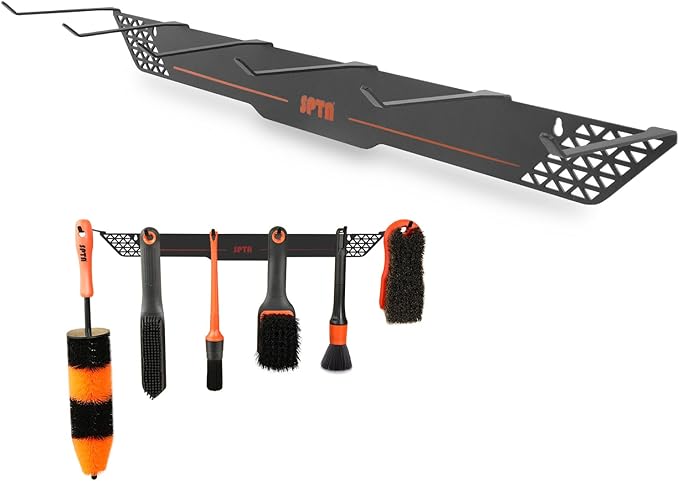 SPTA Detailing Brush Towels Hanger Detailing Brush Holder 6 Organizer Hooks Wall-Mounted Hanger Rack Car Care Organizer, Ideal for Garage Cleaning Towels Brush Car Cleaning Tools