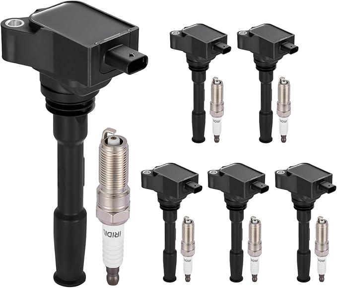 UF827 Ignition Coils & 95927 Spark Plugs Compatible with Ford Edge Explorer F150, Compatible with Lincoln Aviator Nautilus, 2.7L 3.0L V6 - Replaces JT4Z12029A, KT4Z12029A