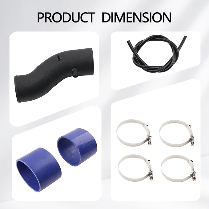 Turbo Intake Pipe Kit Compatible with Ford Super Duty 7.3L 7.3L Power Stroke Diesel F-Series 99-03 Aluminum
