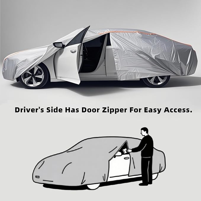 Custom Fit Ford Mustang Car Cover 1994-2025 Outdoor Waterproof Car Cover All Weather with Door Zipper Cotton Lining Scratch Resistant Rain Sun UV Dust Snow Protection