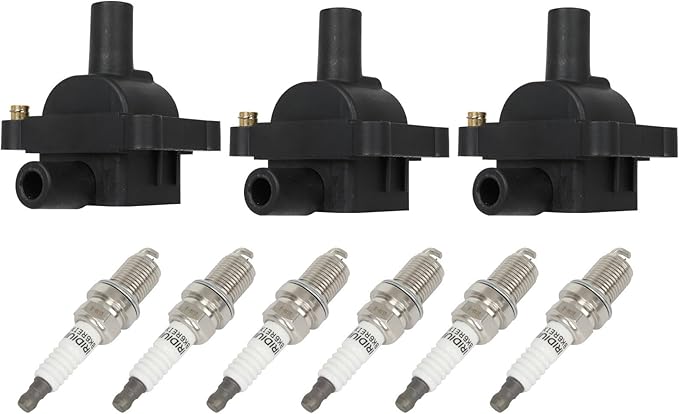 ECCPP 3 ignition coils with 6 iridium Spark Plugs,UF527,coils packs,for Mercedes-Benz SLK230 2.3L 1998 1999 2000,for SL320 3.2L 1997,for S320 3.2L 19971998 1999,for C230 2.3L 1998-2000,UF527