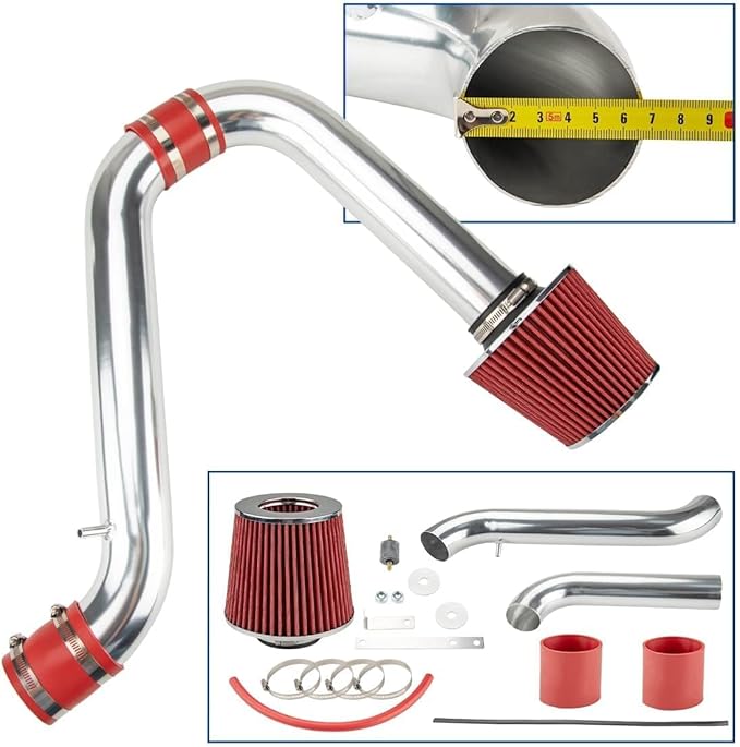 PHILTOP 3.5" Cold Air Intake Red Tube + Heat Shield Compatible With Dodge Charger 2011-2023 5.7L, Dodge Challenger 2011-2023 5.7L, Chrysler 300 2011-2023 5.7L, Red
