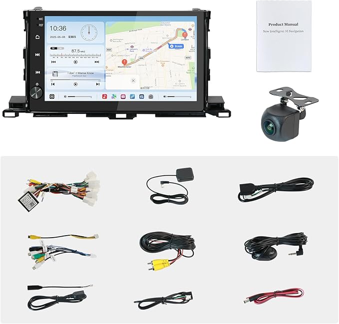 10.2'' Android 13 Car Stereo for Toyota Highlander 2014-2019,with Wireless CarPlay & Android Auto,8G+128G WiFi/DSP/SWC/AM/FM Radio