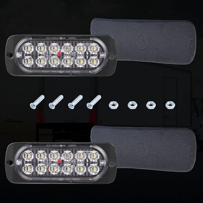 AT-HAIHAN Pack of 2 Aluminum Housing Clear Lens White LED Reverse Backup Running Lights, DOT Compliant Waterproof Surface Mount Lighting for Truck Tractor Jeep RV