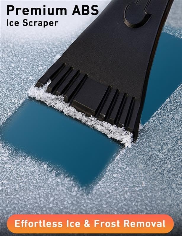 EcoNour 27" Aluminum Snow Brush with Ice Scrapers for Car Windshield and Window | Car Snow Scraper and Brush with Ergonomic Foam Grip Winter Accessories (Orange)