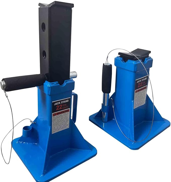22 Ton (44,000 lbs) Jack Stands (1 Pair) with Lock, Heavy Duty Pin Type Car Jack Stand, Wide Base Safety Design for Supporting Trucks, Trailers and Equipment (Blue)