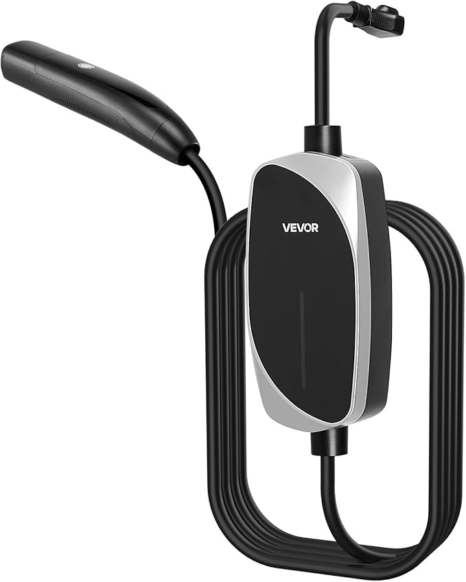VEVOR Level 1/2 Tesla Charger, 16 Amp, Portable Electric Car EV Charger with 25 ft Charging Cable, 120V-240V, NEMA 6-20P Plug NEMA 5-15 Adapter, LED Indicator, NACS Connector for Tesla Model Y/X/3/S