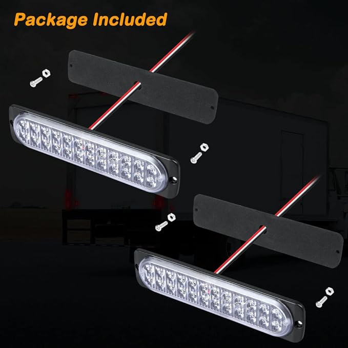 AT-HAIHAN Pack of 2 Aluminum Housing Clear Lens White LED Reverse Backup Running Trailer Lights 7.5 Inch, DOT Compliant Waterproof Surface Mount Lighting for Truck Jeep RV