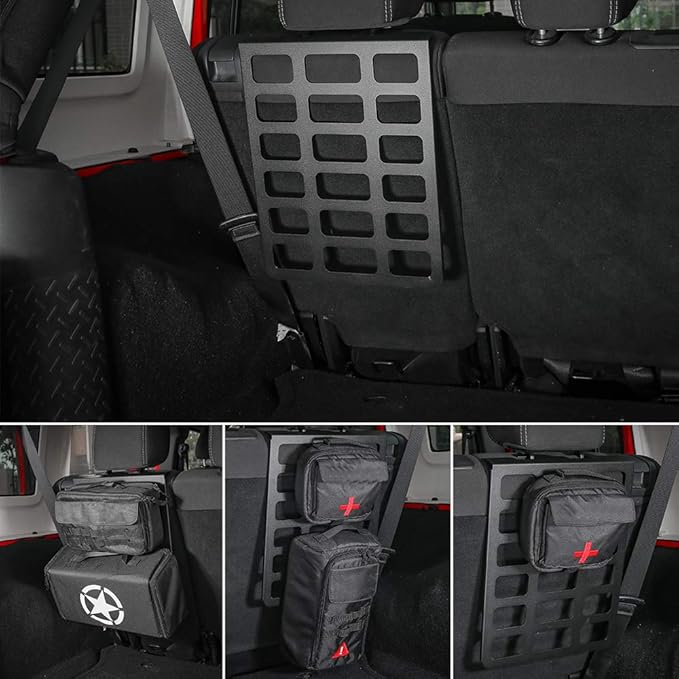 CheroCar JK Metal Storage Rack Shelf Rear Seat Trunk Organizer for Jeep Wrangler 2007-2018 JK JKU Interior Accessories, Black, 1PC