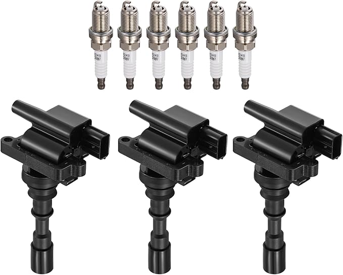 3-Pack UF432 Ignition Coils & 6-Pack 5464 Spark Plugs Compatible with Kia Sedona 2002-2005 Compatible with Hyundai XG300 2001 XG350 2002, 3.0 3.5 - Replaces 2730039000 2730039050 5C1159 GN10305