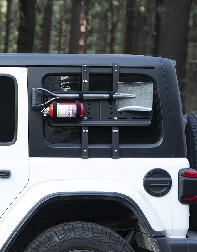 JOYTUTUS Rear Window Storage Molle Panel Kit Compatible with Wrangler JL 2018-2026(Hard Top Only), Wrangler Cargo Bracket for Recovery Traction Boards Gas Can Shovel Mount 2Pcs