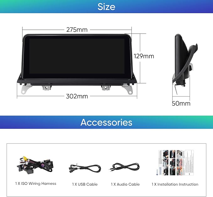 12.3 inch Touch Screen for BMW X5 X6 CIC E70 E71 (2011-2013) Wireless CarPlay Android Auto Upgrade Factory Car Radio Retain Original Amplifier Stereo Sound System (L10.25-X5-CCC)