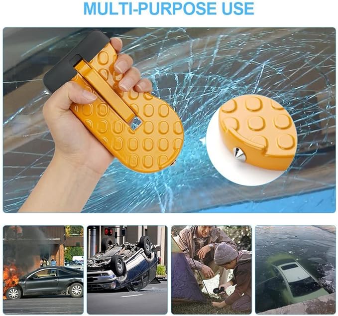 2 Pack Car Door Step with Glass Breaker Safety Hammer & Roof Rack Access,Foldable Roof Rack Door Step - Fits Most Car, SUV and Truck, Max Load 400 lbs
