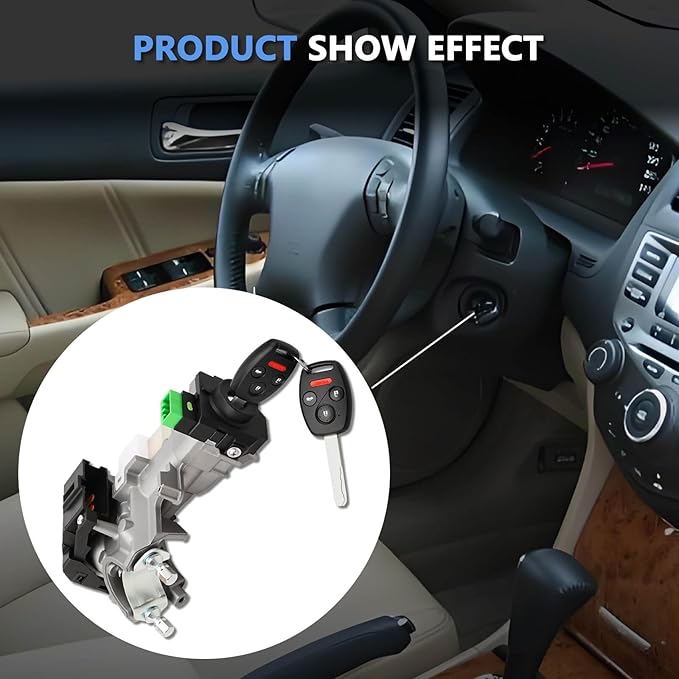 RAMATA Ignition Switch Lock Cylinder with Key (with Blank Chip) Compatible with 2003 2004 2005 Honda Accord (Ignition Chip: 48,Frequency: 315mHz)