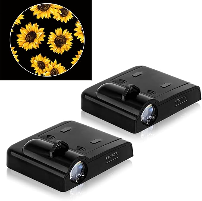 2PCS No Fade Car Door Lights,Sunflower Door Lights Logo Projector LED Shadow Welcome Lamp,Car Accessories Sunflower Gifts for Women,Suitable for All Brands Vehicles Motorcycle