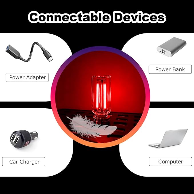 Touch-Control Dimmable Car USB Light, Vintage Glass Interior Ambient Light, Portable Car Interior Lights, Ideal for Holiday Decorations, Bedrooms, and Camping Scenarios