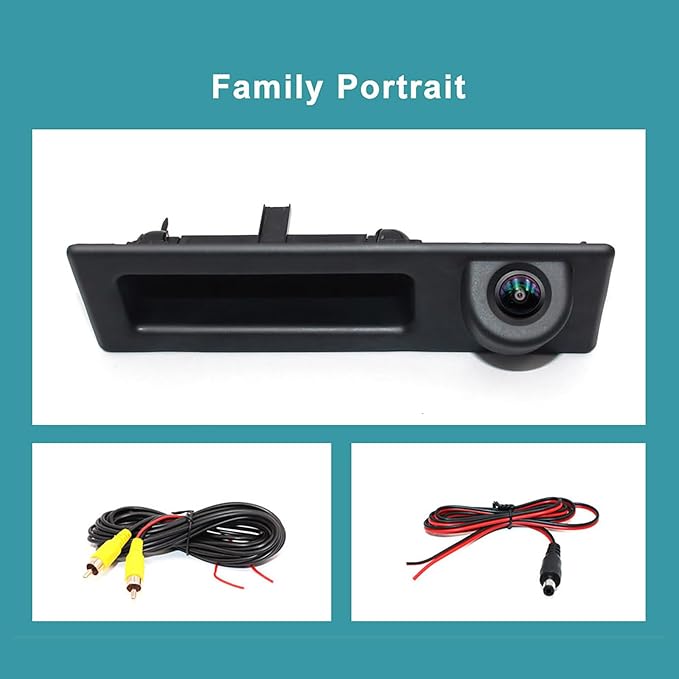 Vehicle Backup Camera CCD Compatible for BMW 3 5 Series X1 3 4 5 F07 F10 F11 F25 F26 F30 F34 Car Rear View AHD 1080P Camera Reverse Parking Fisheye Lens Waterproof Cam Car Trunk Handle Camera (Black)