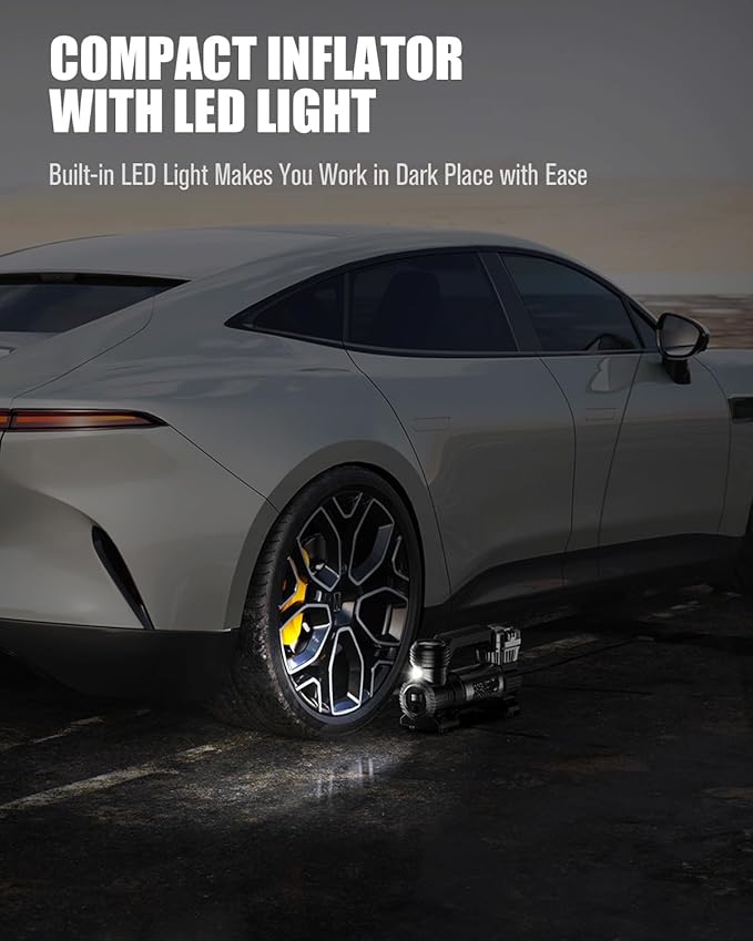 Avid Power Tire Inflator Portable Air Compressor, 30L/M Fast Inflation, Auto Tire Inflator with Gauge, Portable Air Pump for Car Tires & Many inflatables, Compact Air Compressor