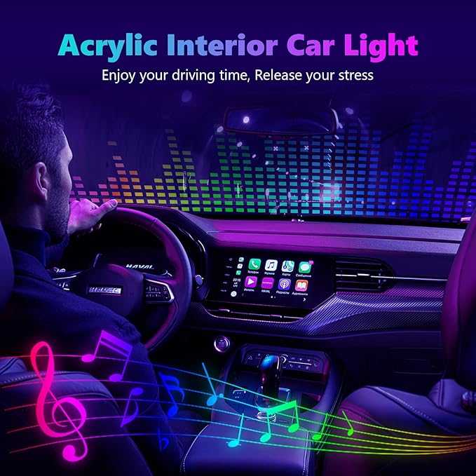 Acrylic Interior Car LED Strip Light, Car Neon Light with APP Control,16 Million Dreamcolor Sound Activated Car Accessories Car Ambient Light Kit with RGB 18 in 1 and 213 Modes 175 inches 593 LED