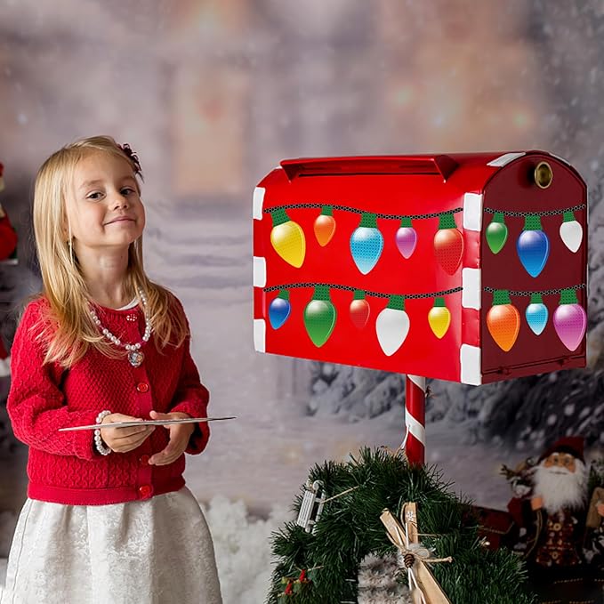 24 Pieces Christmas Reflective Car Magnets Decorations 16 Pieces Refrigerator Colorful Bulb Light Magnets with 8 Pieces Magnetic Wires Decals for Xmas Holiday Birthday Cars Mailbox Window Garage