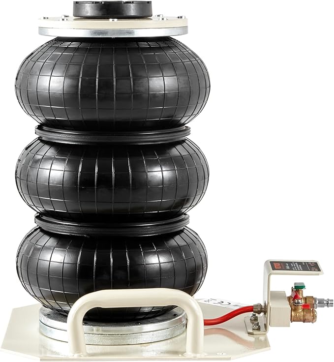 VEVOR Air Jack, 3 Ton/6600 lbs Triple Bag Air Jack, Airbag Jack with Six Steel Pipes, Lift up to 17.7 inch/450 mm, 3-5 s Fast Lifting Pneumatic Jack, with Side Handles for Car, Garage, Repair (White)
