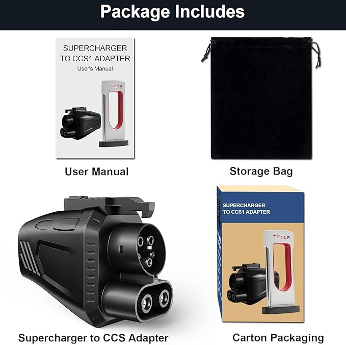 2025 Upgraded Tesla Charger Adapter, NACS DC Adapters for Supercharger to CCS EV, 500 Amps 1000V, Compatible with Ford, Lightning, Rivian, GM, Volvo CCS1 Electric Vehicle Fast Charging