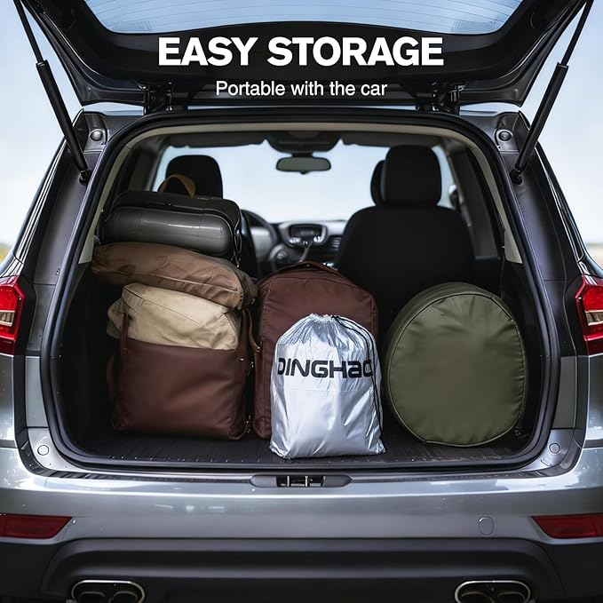 DINGHAO Car Cover Waterproof All Weather with Hot Stitching for Automobiles,6 Layers Outdoor Full Exterior Cover Sun UV Rain Snow Wind Protection Fit for 209"(209 * 75 * 71 inch) SUV