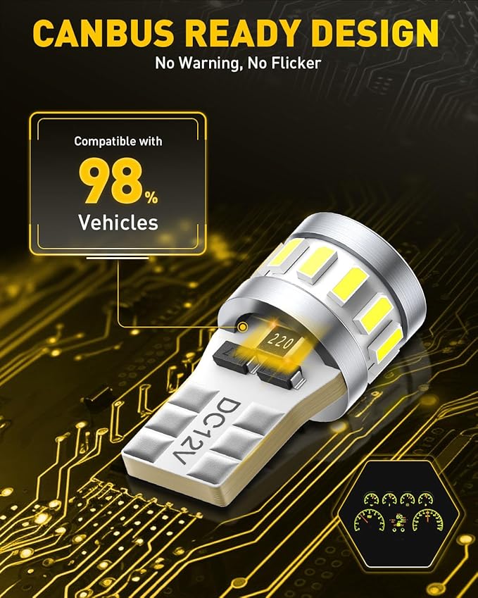 AUXITO Latest 194 LED Bulb 6500K White Super Bright 168 2825 T10 W5W LED Bulb for Car Dome Door Map Courtesy Trunk Cargo License Plate Tail Lights, Pack of 10