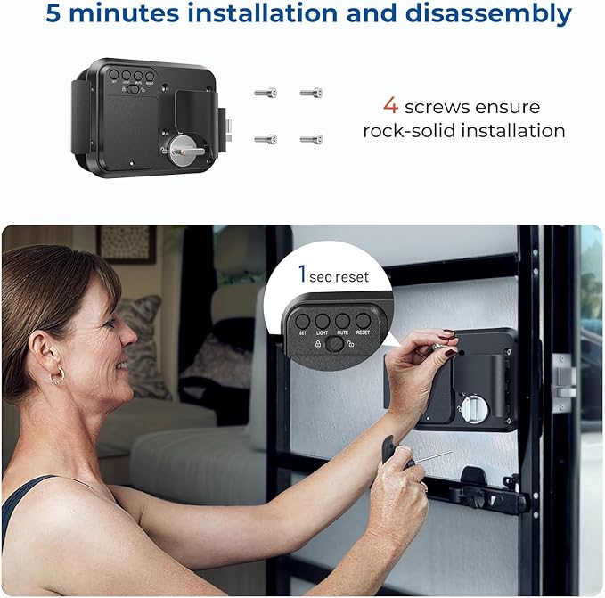 ONNAIS Full Metal RV Keyless Entry Door Lock with Password & Remote, Trailer & Camper Door Lock Replacement, Versatile Latch for RVs