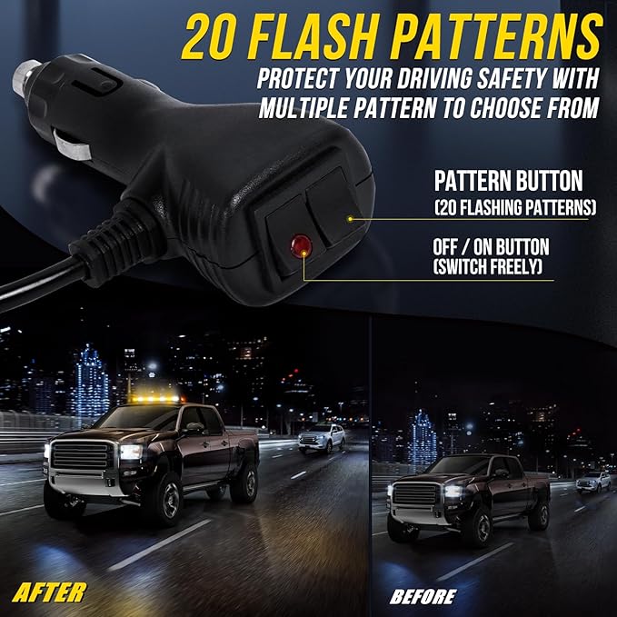 34inch 166 LED Emergency Rooftop Strobe Lights Bar Flashing Safety Traffic Advisor Warning Hazard Snow Plow Light W/Magnet Base for Work Trucks Vehicles Construction Tow Pickup Amber White