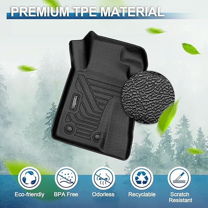 Peleus Floor Mats for Ford Mustang 2015-2025(NOT for Mach-E,Cargo w/o Subwoofer Box),TPE All Weather Protection 2 Rows Car Floor Liners with Cargo Liner for Ford Mustang Trunk Mat+Floor Mats