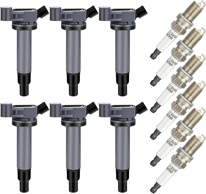 ECCPP UF267 6 ignition coils with 6 iridium Spark Plugs for Toyota for Lexus Avalon Camry Highlander Sienna ES300 RX300 V6 1 for MZFE Engine 88921393 UF-267 90080-19016
