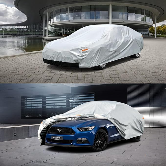 6 Layers Sedan Car Cover Waterproof All Weather, 100% Waterproof Outdoor Car Covers Full Exterior Covers for Automobiles Sedan Hatch SUV Rain Sun UV Dust Protection. Size A6 (See Size Chart)