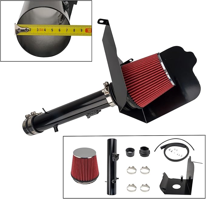 PHILTOP Air intake kit, Cold Air Intake Black Tube + Heat Shield for 2005-2011 Tacoma DRSS-5149 Polished Aluminum Cold Air Intake System