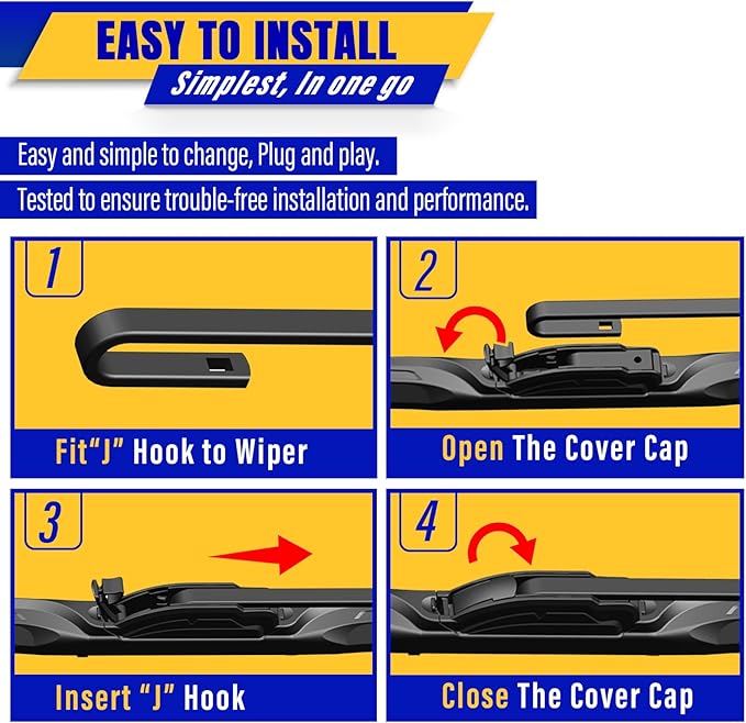 3 wipers Replacement for 2006-2011 Mini Cooper, Windshield Wiper Blades Original Equipment Replacement - 19"/18"/10" (Set of 3) U/J HOOK