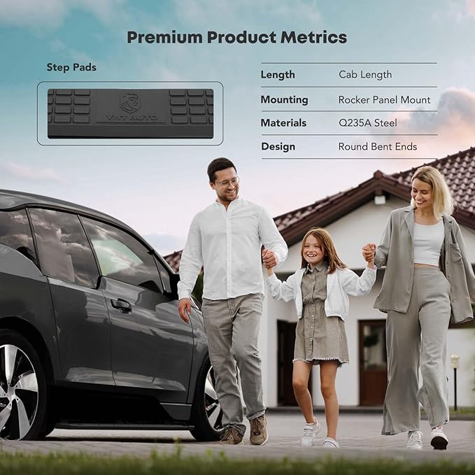 YHTAUTO 3 Inch Running Boards Side Steps Compatible with Jeep Renegade BU/BV 2015-2024, SUV, Round Carbon Steel Black Powder, Cab Side Step Rails Off-Road Exterior Accessories, Set of 2