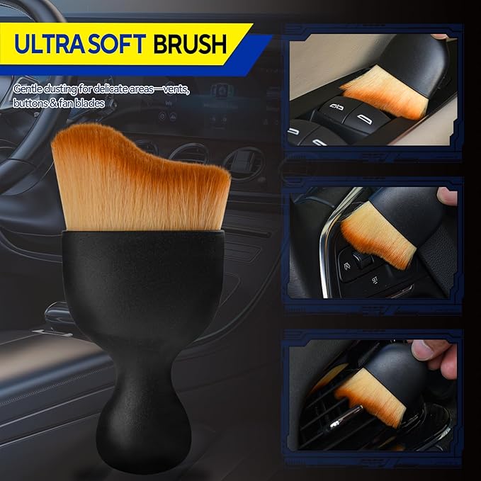 4PCS Car Detailing Brush Kit - Ultra Soft Boars Hair Car Interior Detailing Brushes, Includes 4 Different Brushes, Multi-use for Cleaning Interior or Exterior - Perfect Car Accessory Gift
