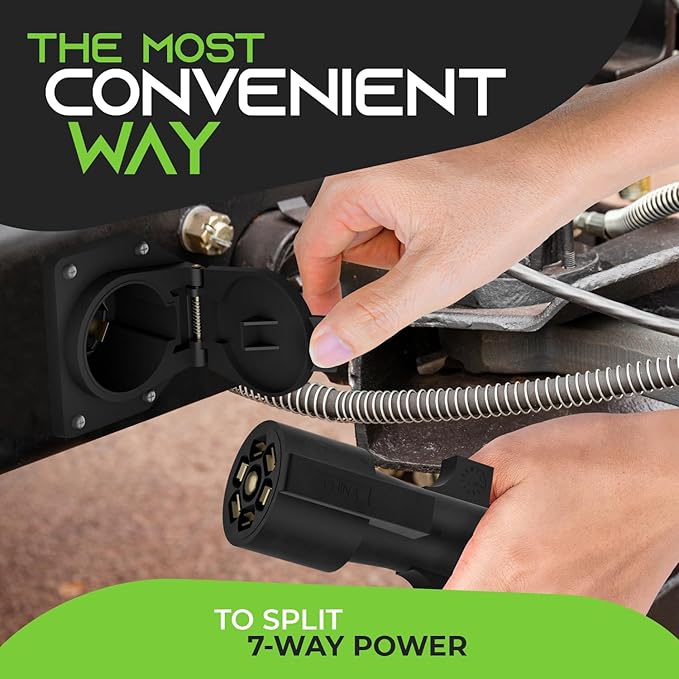 GEARit 7-Way Trailer Plug Y Splitter Pigtail (15 Inch) 7-Pin Trailer Plug Inline Cord Wire Harness Cable Double Prongs Connector for Gooseneck Hitch, Truck, Camper, RV - 1.25 Ft