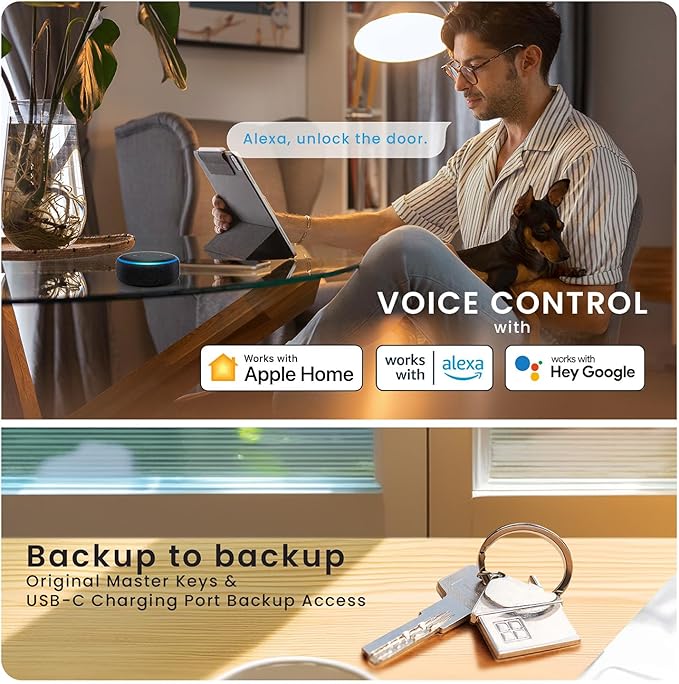 Lockly Visage Zeno Series Smart Lock, Facial Recognition & Fingerprint Keyless Entry Door Lock, Built-in Wi-Fi Deadbolt with Apple Home Key, PIN Genie Keypad, App Remote Control, Easy Installation