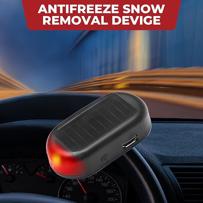 4 PCS Anti-Freeze Electromagnetic Car Snow Removal Device| 2-in-1 Car Defroster and Dummy Anti-Theft Alarm with Flashing LED| USB Rechargeable |Complete Winter Safety & Security Set for All Vehicles
